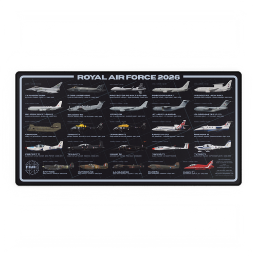 Owned FGR4 Royal Air Force 2026 Fleet Desk Mat artwork showing a labelled multi-aircraft grid