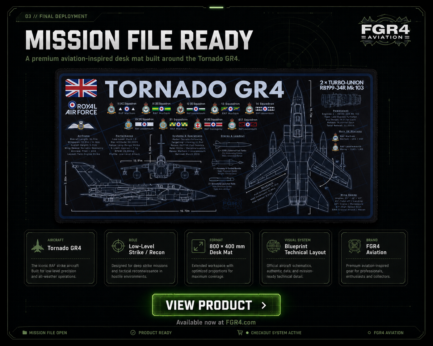 Royal Air Force Tornado GR4 Desk Mat aircraft visual 3