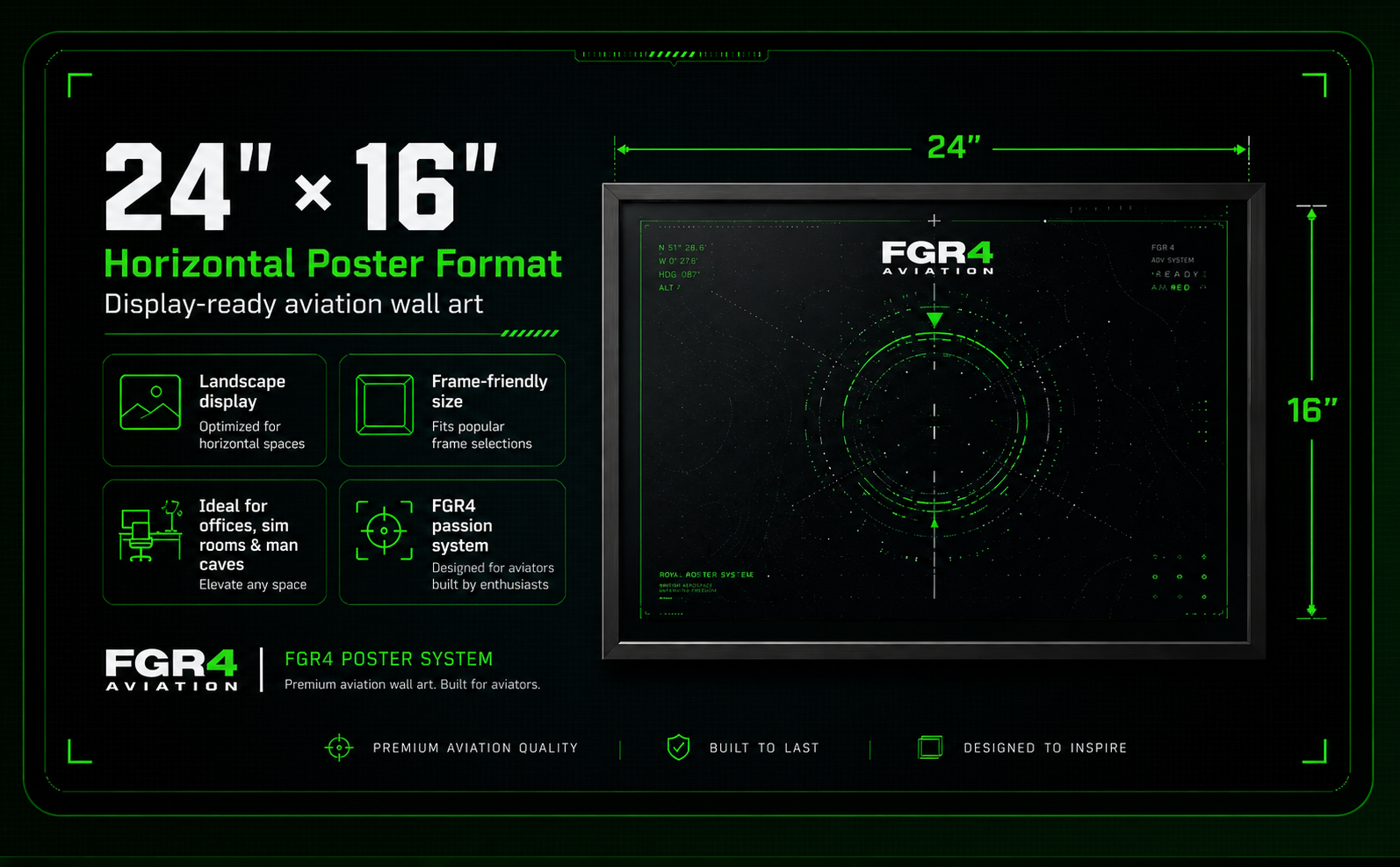 Aircraft-led wall art with operational design language.
