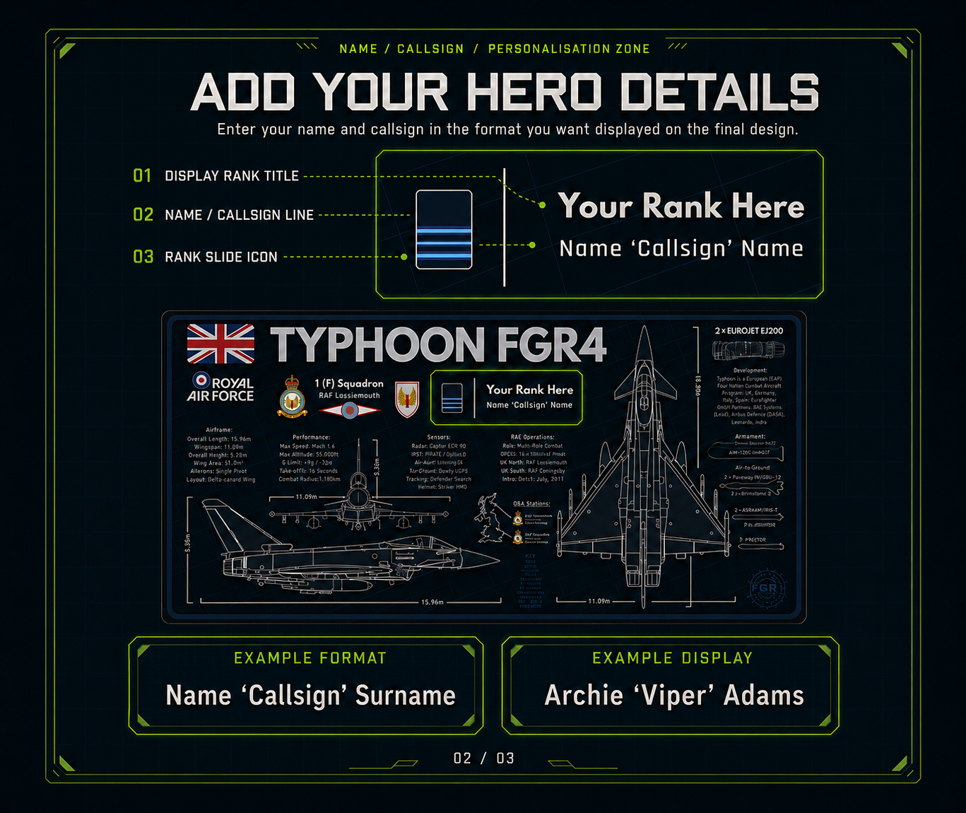 Customisable Royal Air Force Typhoon FGR4 Desk Mat v2 aircraft visual 2