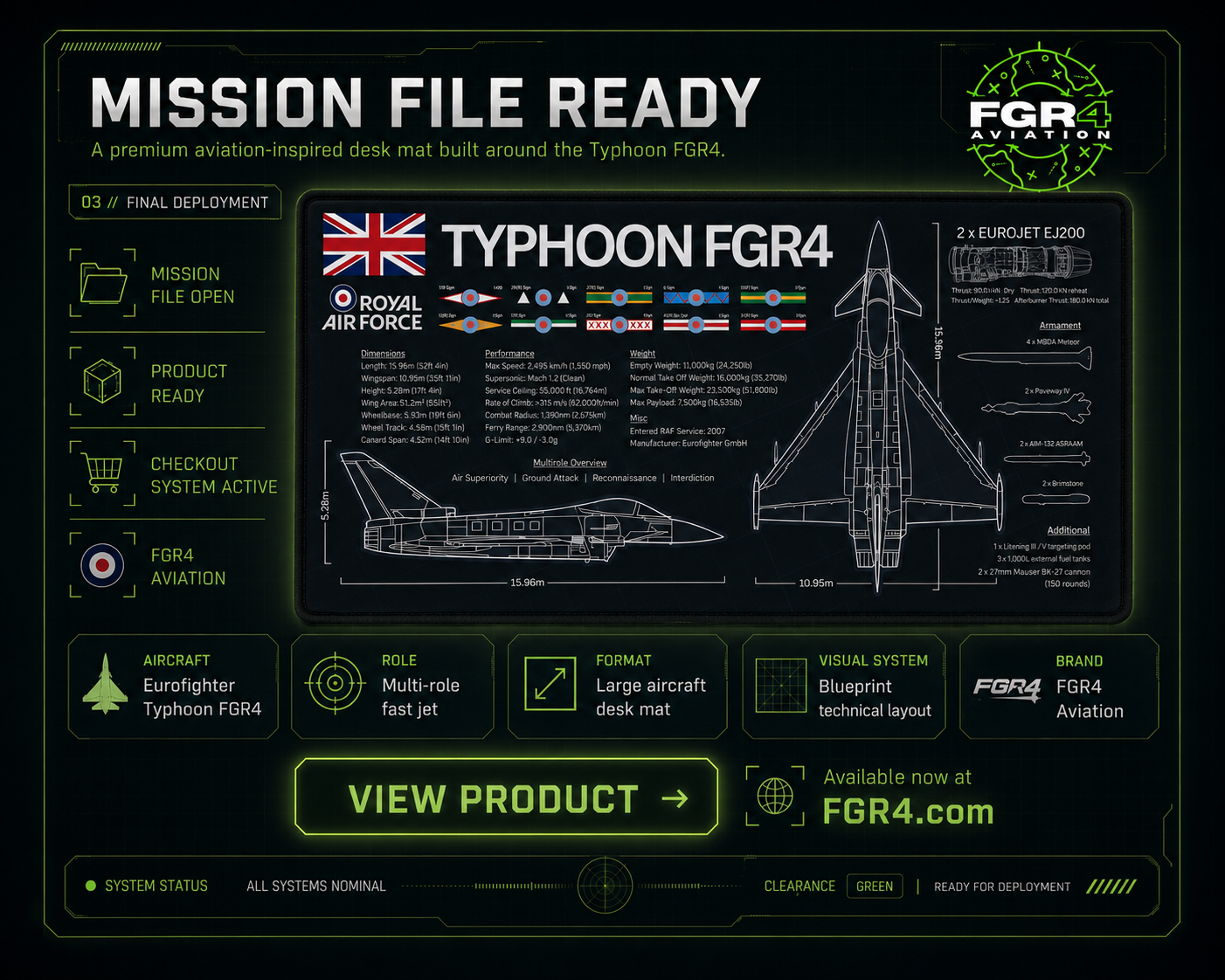 Royal Air Force Typhoon FGR4 Desk Mat aircraft visual 3