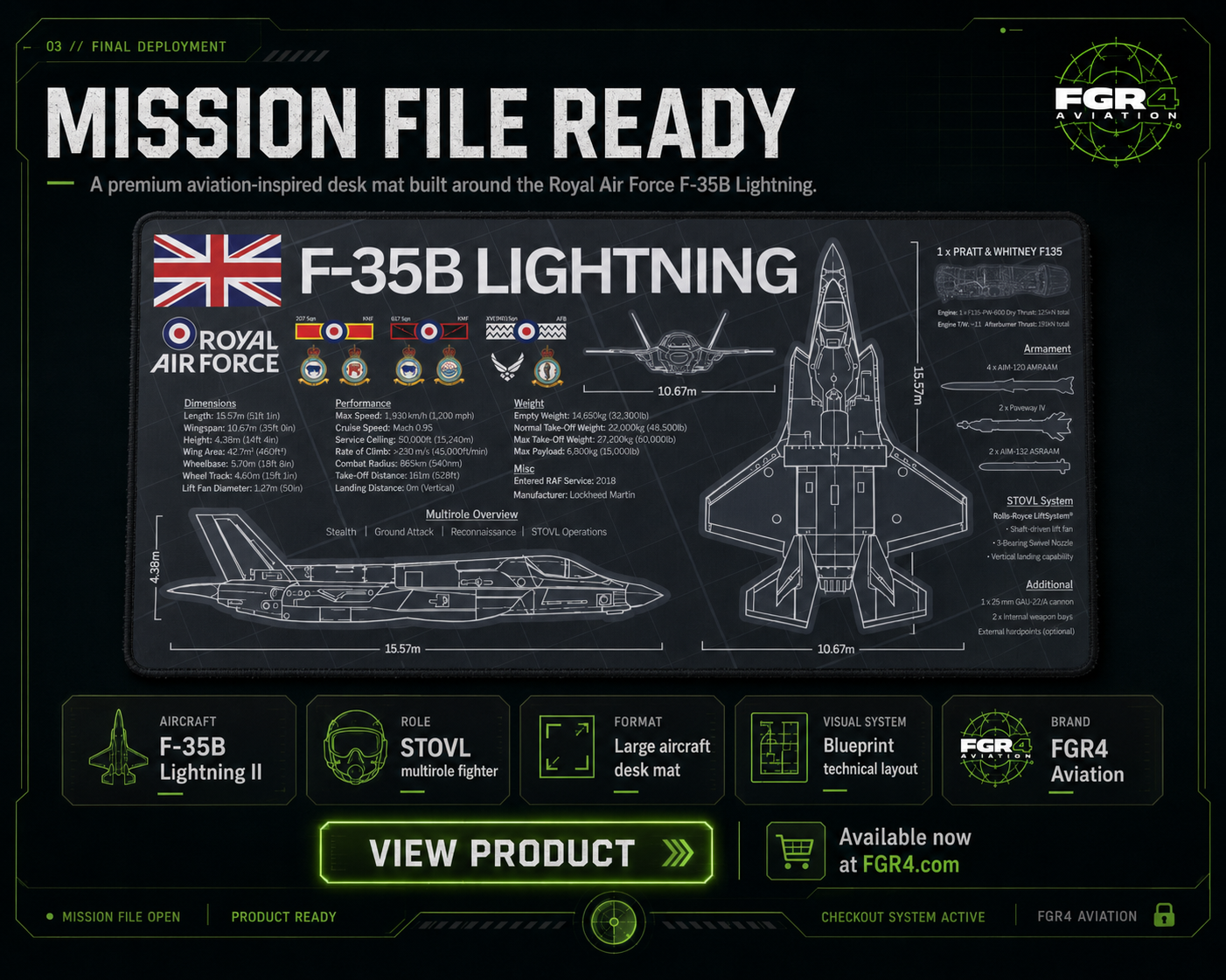 Royal Air Force F-35B Lightning Desk Mat aircraft visual 3