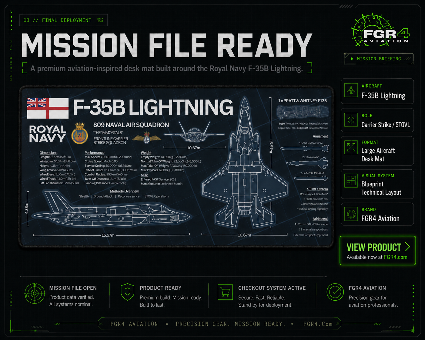 Royal Navy F-35B Lightning Desk Mat aircraft visual 3