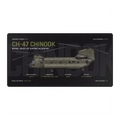 CH-47 Chinook Aircraft Series Night Edition desk mat with side-profile RAF CH-47 Chinook ZA718 technical design
