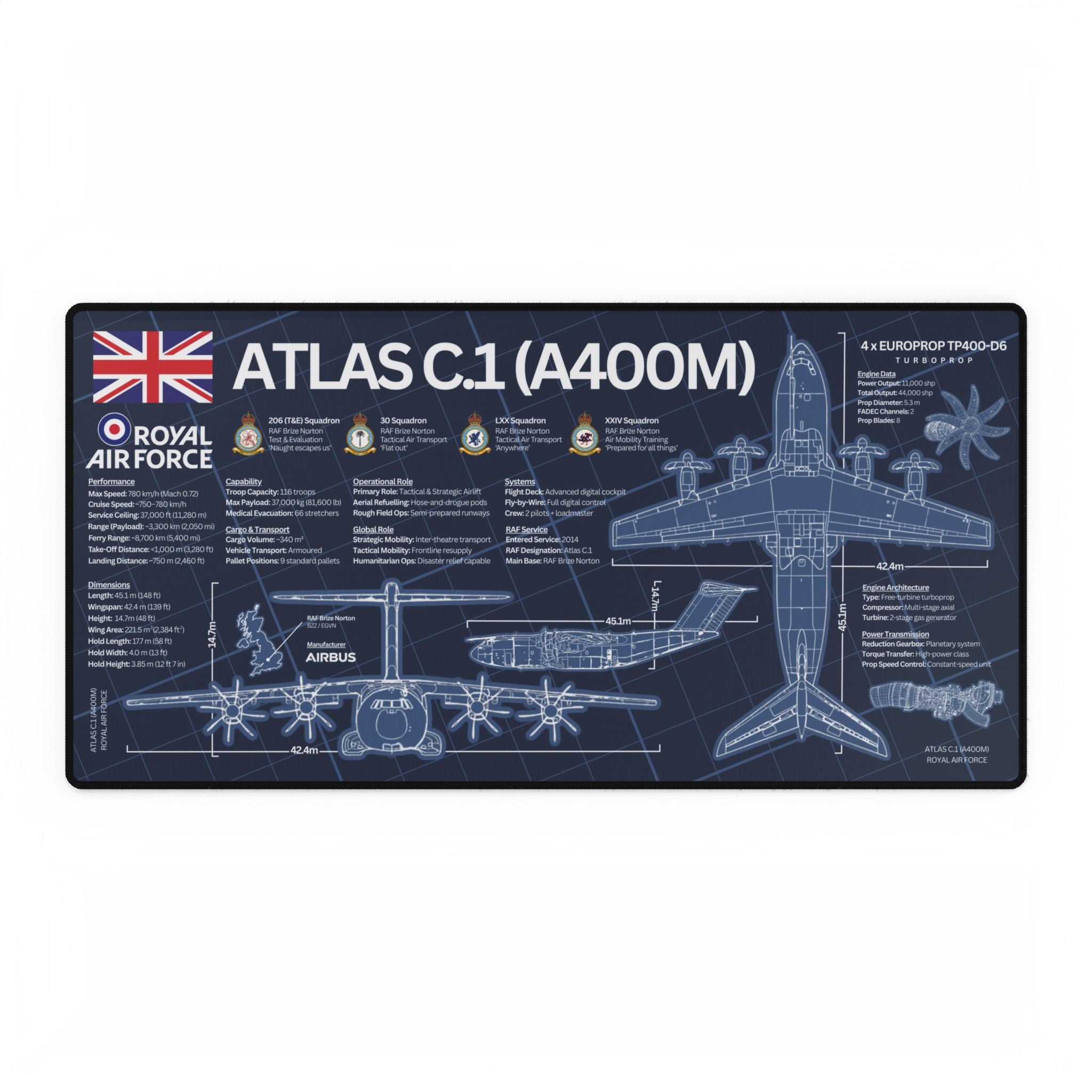 Royal Air Force Atlas C.1 (A400M) Desk Mat