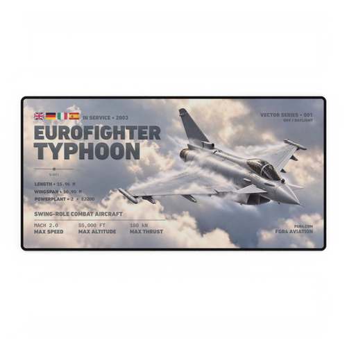 Eurofighter Typhoon Vector Series Daylight desk mat with aircraft flying through cloud