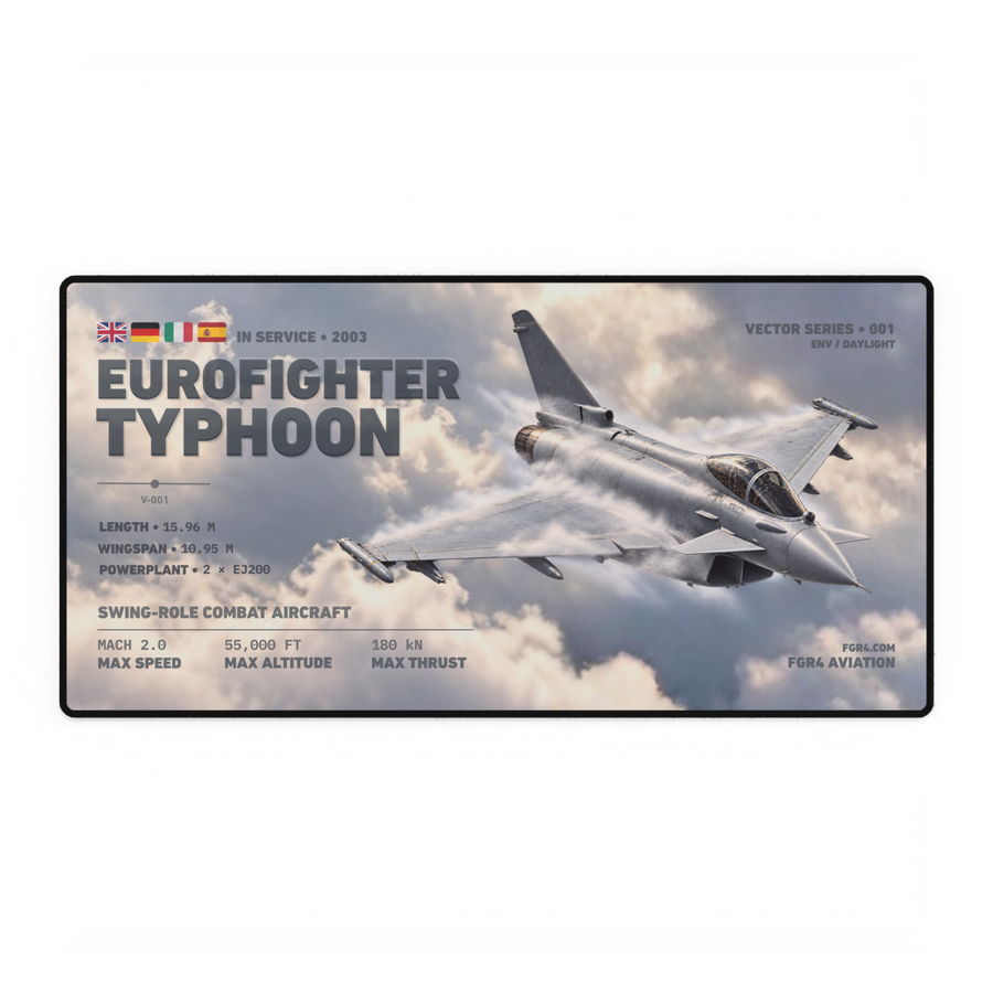Eurofighter Typhoon Vector Series Daylight desk mat with aircraft flying through cloud