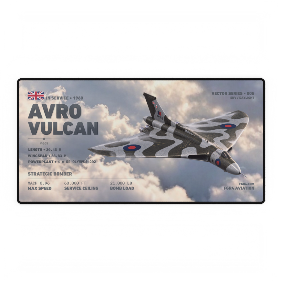 Avro Vulcan Vector Series Daylight desk mat with aircraft flying through cloud