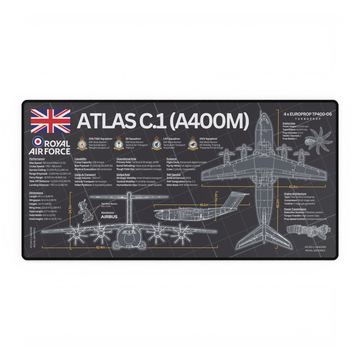 Royal Air Force Atlas C.1 (A400M) Desk Mat
