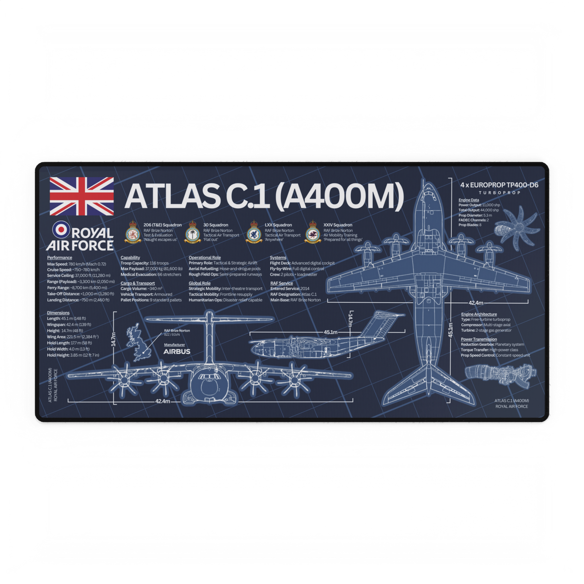 Royal Air Force Atlas C.1 (A400M) Desk Mat product image 5
