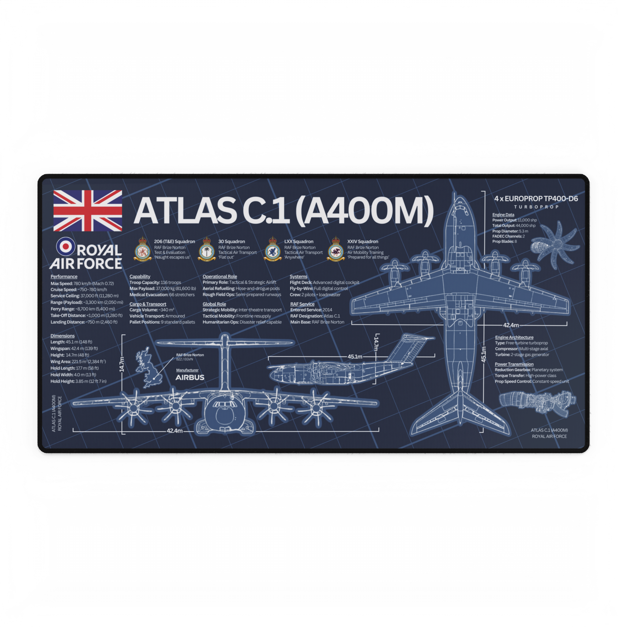 Royal Air Force Atlas C.1 (A400M) Desk Mat