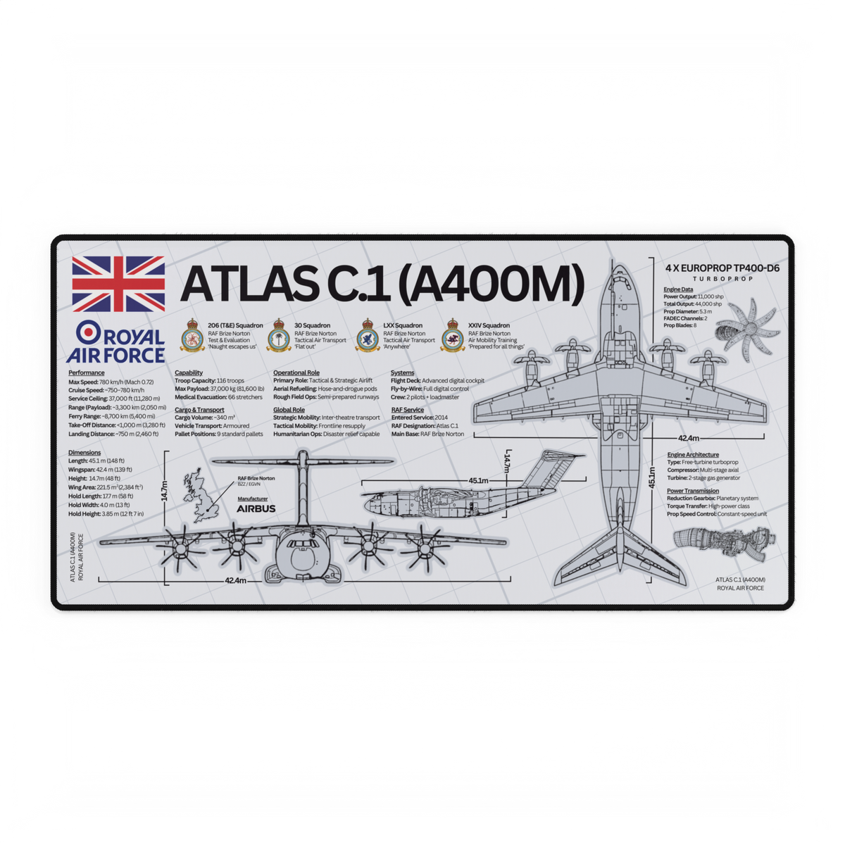 Royal Air Force Atlas C.1 (A400M) Desk Mat product image 4