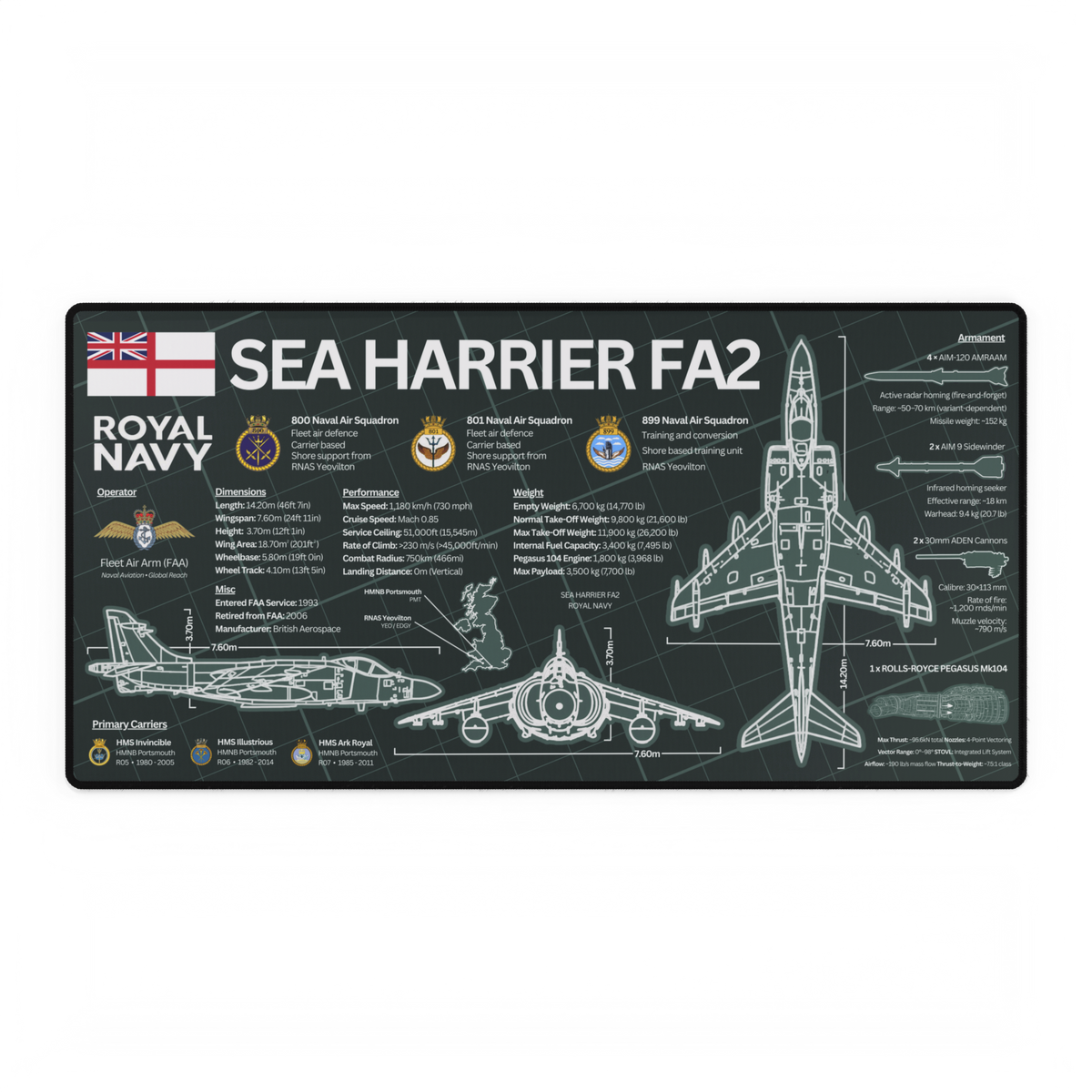 Royal Navy Sea Harrier FA2 Desk Mat product image 2