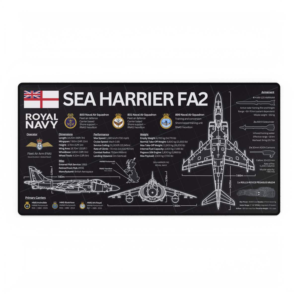 Royal Navy Sea Harrier FA2 Desk Mat product image 3