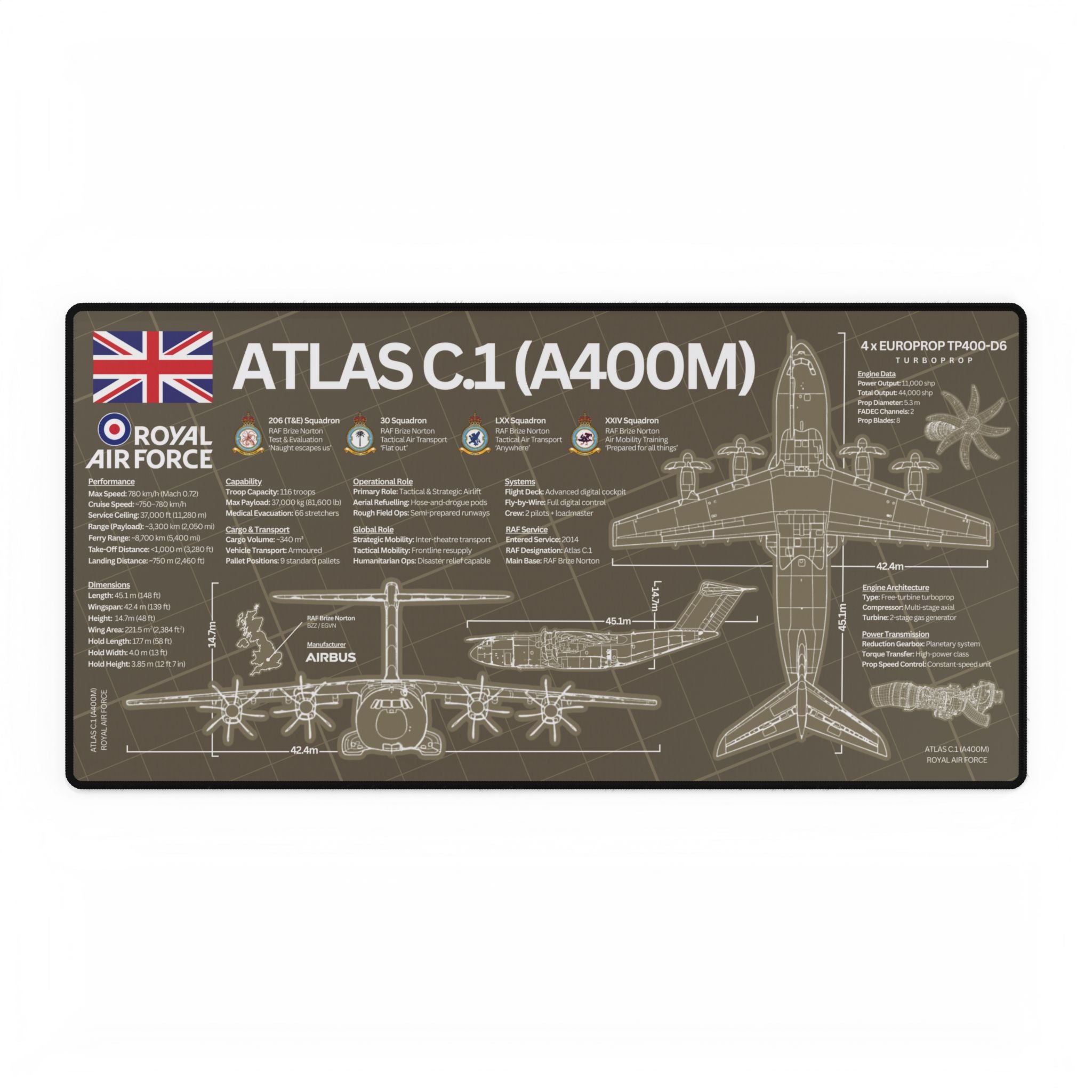 Royal Air Force Atlas C.1 (A400M) Desk Mat